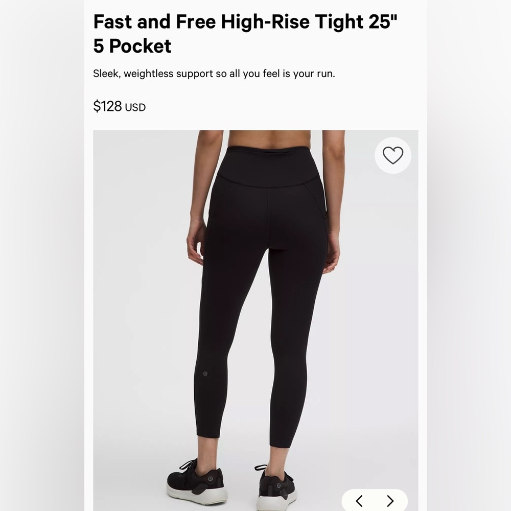 Lululemon Women’s Black High-Rise Fast & Free Tights with Side Pockets